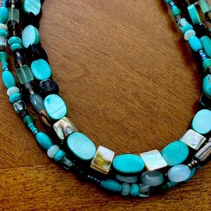 turquoise beaded triple strand silpada necklace retired